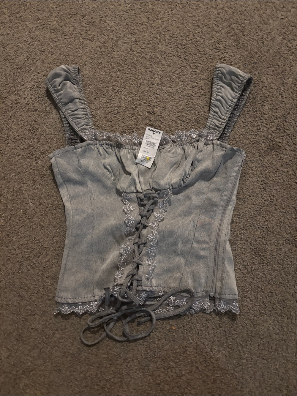 Tilly's Gray Lace-Up Corset Camisole